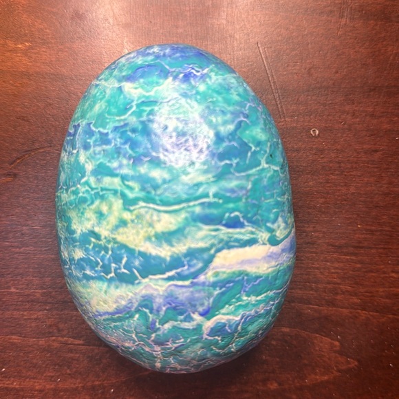 Tanya Blake’s art Other - Cell activated paint acrylic pouring over rock. Turquoise blues pur